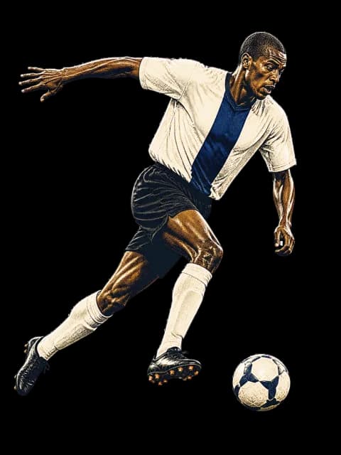 Illustration of Paulo Wanchope carrying the ball on his famous debut run in 1997